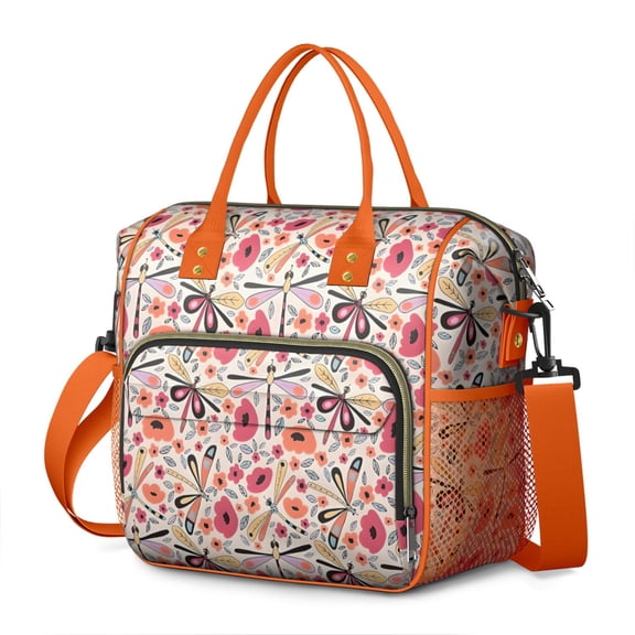 Pioneer Flower Floral Print Pattern Womens Lunch Box for Work,Insulated Large Lunch Bag for Tween and Teen,Loncheras Para Mujer,Leakproof Adult Lunch Bag for Work,Beach,Travel,Picnic,Camping