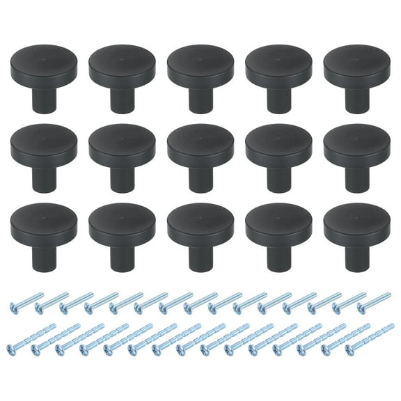 15Pack Round Cabinet Knobs,  1.2" Dia x 0.98" Height Drawer Knob Handle Pulls for Kitchen Cabinets Bedroom Dresser Wardrobe, Grey