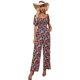 thumbnail image 1 of Love Welove moda mujer Floral manga corta cintura alta pantalones de pierna ancha Casual suelto recogido mono azul marino copo de nieve mediano, 1 of 5