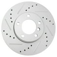 thumbnail image 3 of TRQ Front Performance Brake Rotors Set Vented Premium G-Coated Cross Drilled & Slotted Fits Select 2001-2003 BMW 530i 2000-2003 540i, 3 of 6