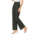 thumbnail image 4 of Allegra K Women's Casual Button Cotton Trim High Waist Wide Leg Long Jeans, 4 of 6
