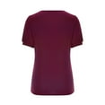 thumbnail image 3 of tklpehg Womens Tops Casual Ladies Tops Summer Solid Color Short Sleeve T Shirts V-Neck Bubble Sleeve Elegant Shirts Relaxed Fit Blouses Purple 4 (S), 3 of 5