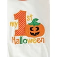thumbnail image 6 of Inevnen Baby Boys Girl My First Halloween One Piece Bodysuit Baby Halloween Pumpkin Print Clothes, 6 of 8