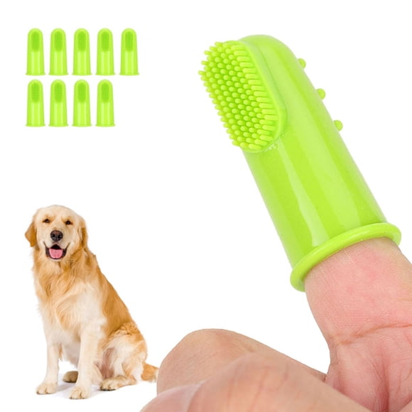 Disposable 10PCS Pet Toothbrush, Pet Finger Toothbrush, Cats For Dogs Green