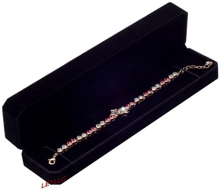 High Quality Black Velvet Bracelet Chain Necklace Gift Box Case Jewelry Display 