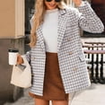 thumbnail image 4 of Women's Classic Plaid Double-Breasted Blazer Jacket Stylish Long Sleeve Outerwear for Casual & Formal Wear, 4 of 5