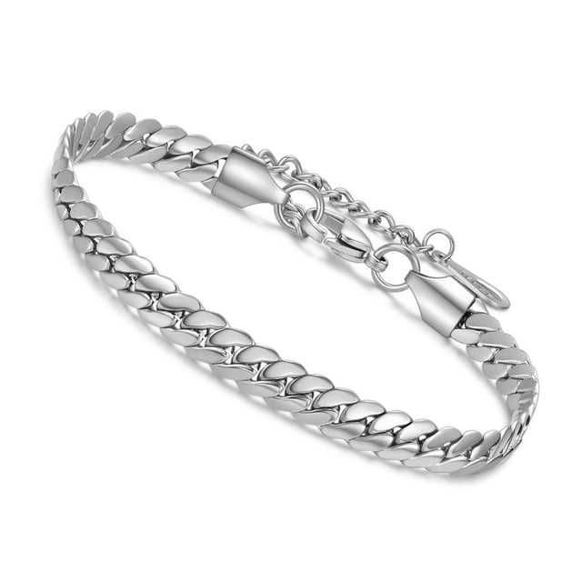 Guardurnaity Cuba de 6MM, acero de titanio, Color sólido, joyería de estilo moderno, accesorio de moda, cadena de mano trenzada Universal Ropa, zapatos y accesorios Miscelánea color acero