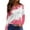 Multicolor, variant on Women's Printed Long Sleeve Round Neck T-Shirt with Slit Hem, Vintage Style Loose Top, Soft Everyday Wear Blouse,Red L