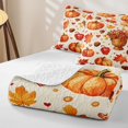 thumbnail image 4 of Manfei Orange Pumpkin Maples Quilt King,Fall Thanksgiving Print King Coverlet Set,3pcs,1 Bedspread and 2 Pillowcases, 4 of 7