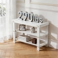 thumbnail image 4 of Zimtown 28''W 3 Tier Solid Bamboo Shoe Bench Storage Racks Seat Organizer for Entryway Hallway, White, 4 of 18