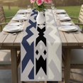 thumbnail image 4 of Blue Black Geometric Table Runner 90 Inches, Modern Abastract Minimalist Lines Grey Bed Runner Dresser Scarves Tabletop for Indoor Outdoor Parties/Ceremony/Banquet, 13" x 90", 4 of 9