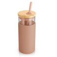 thumbnail image 2 of 20oz Glass Tumbler Glass Water Bottle Straw Silicone Protective Sleeve Bamboo Lid - BPA Free, 2 of 7