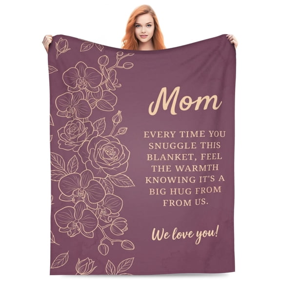 Mom Throw Blanket, Love Gift for Mom from Daughter Son, Birthday Christmas Present, Cozy Flannel Blanket for Mother’s Day 50x40