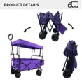 thumbnail image 2 of Juiluna Outdoor Garden Park Wagon With Canopy And Pockets, Foldable Portable Utility Beach Trolley Cart With 7" Wheels For Camping Garden Sports (262LBS Max Weight Capacity), 2 of 9