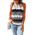 thumbnail image 1 of Sleeveless Halter Neck Tank Tops Summer Vest Color Block Stylish Women Shirt Top, 1 of 5