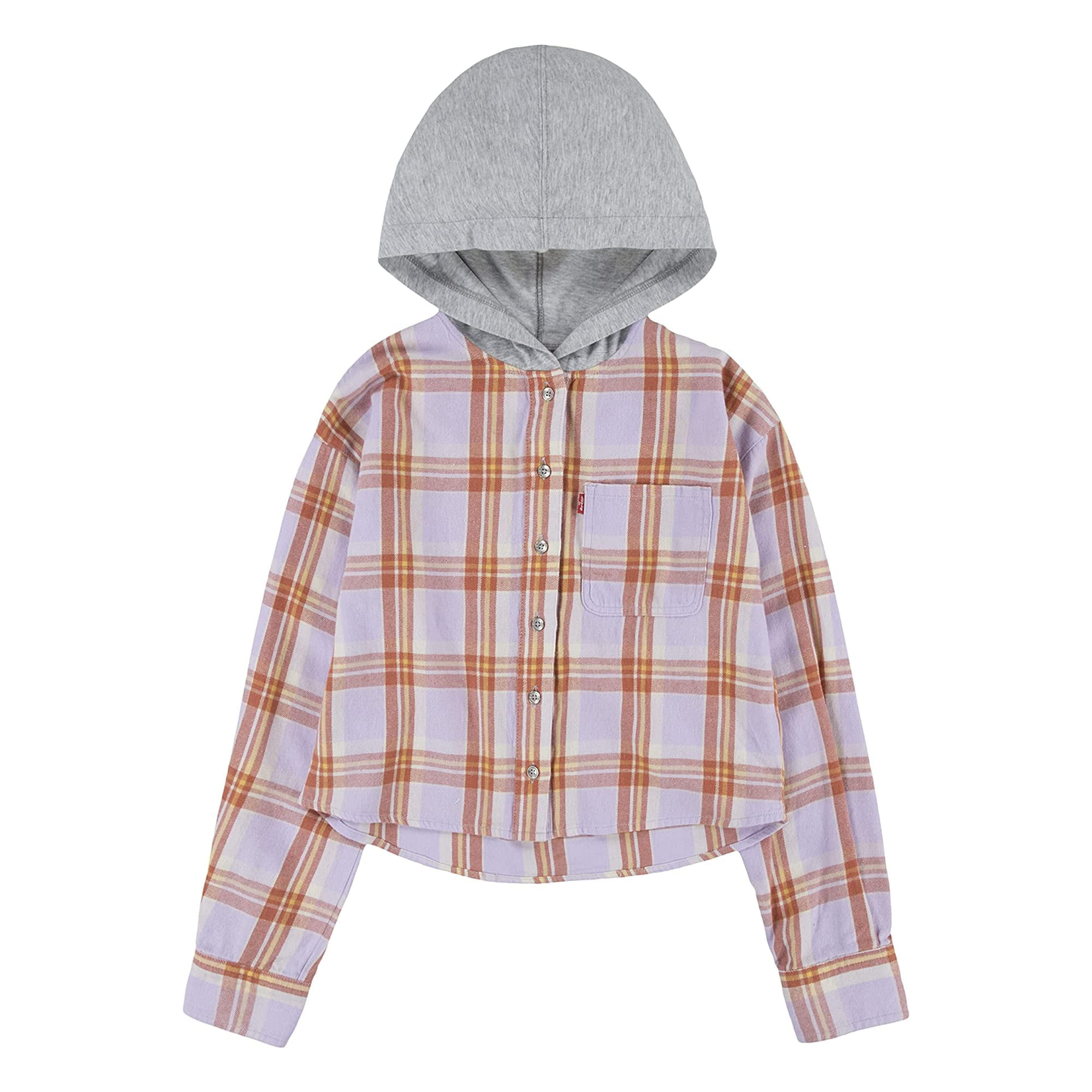 Levi's® Girl's Hooded Button-Up Flannel Shirt (Big Kids) Pastel Lilac XL  (14-16 Big Kid) | Walmart Canada