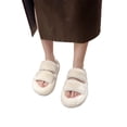 thumbnail image 1 of Casa Zapatos Dos Bandas Felpa Difusa Cómoda Piel Sintética Esponjosa para Mujer, 1 of 9