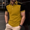 thumbnail image 2 of Daiosportswear Color Block Shirt for Men Turn-Down Collar Short Sleeve T-Shirts Summer Casual Athletic Tops Slim Golf Tee Yellow XXXL(XXXL), 2 of 5
