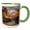 Green/White, variant on 3drose, Tranquil Palm Tree Rocky Sand Image of Light Infused Beach Painting, 11oz Two-tone Green Mug