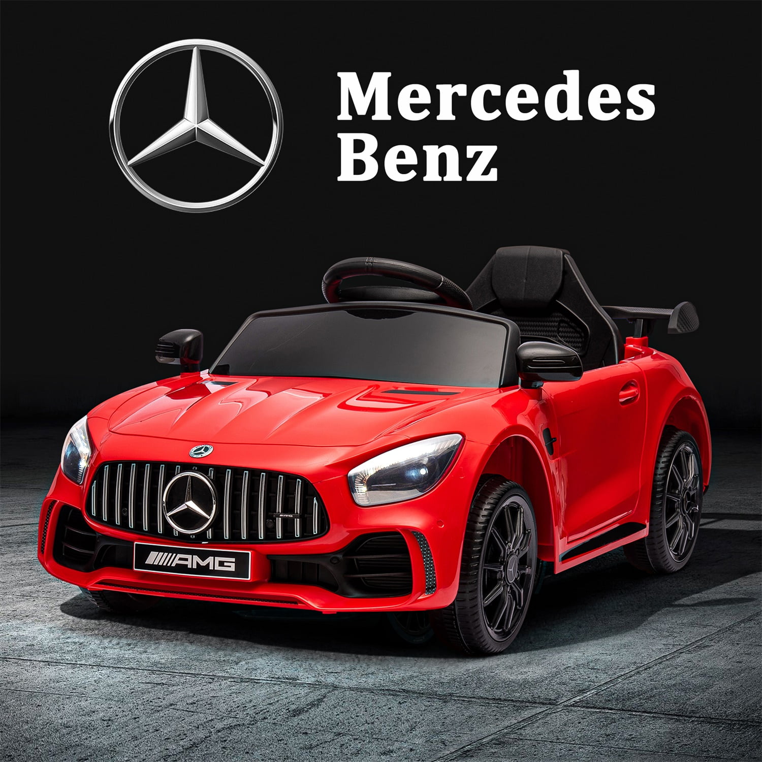 CIPACHO Licensed Mercedes-Benz AMG GTR Dual drive 12V Powered Ride Ons Sports Car with 2.4G Remote Control, Red