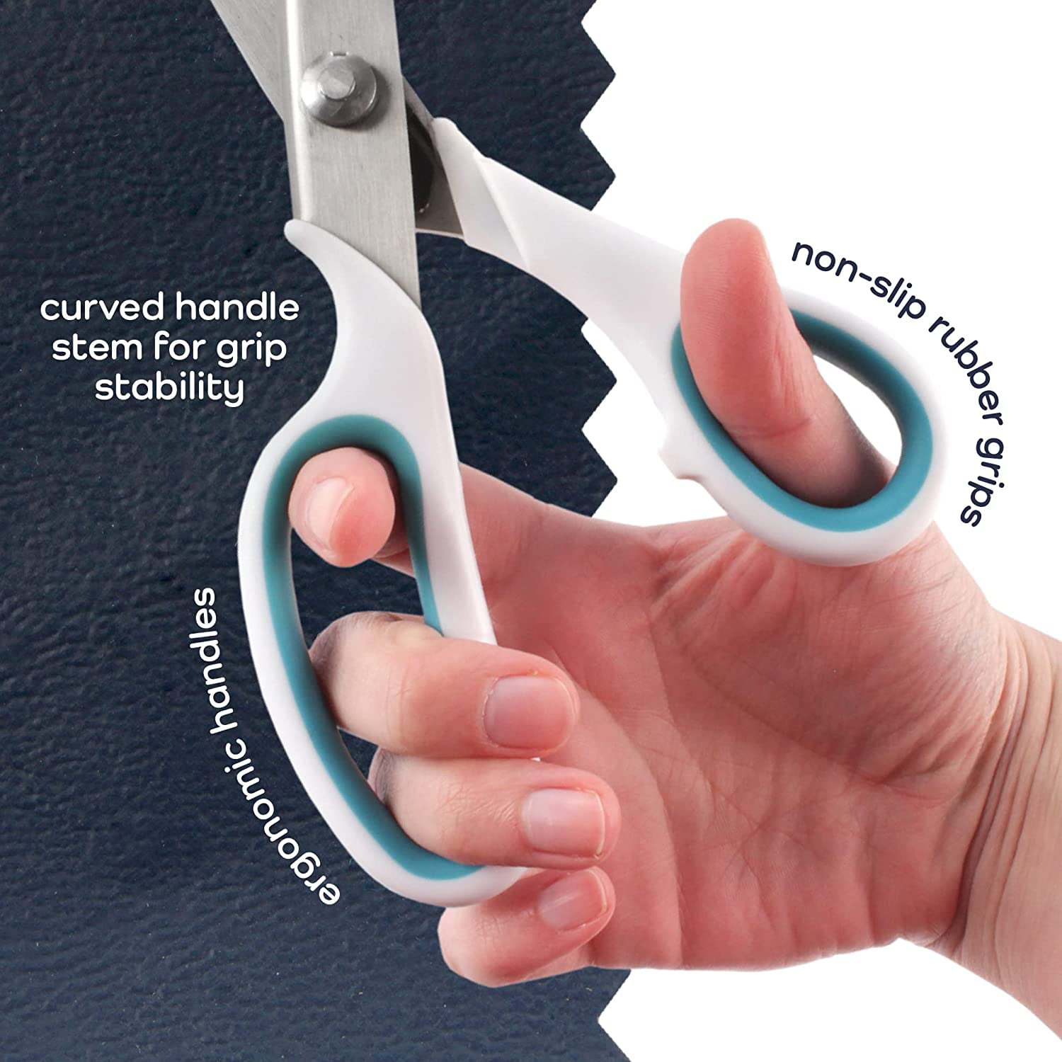JubileeYarn Professional Grade Pinking Shears - 9" Serrated Stainless Steel - White & Blue - 1 Unit