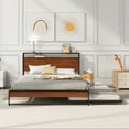 thumbnail image 2 of Queen Size Metal Platform Bed Frame with Trundle, USB Ports and Slat Support ,No Box Spring Needed Black, 2 of 9