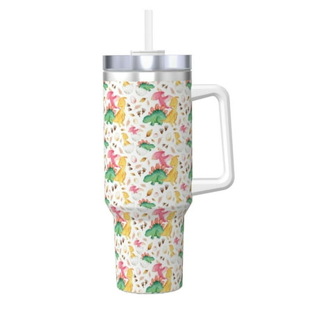 

Sikiie Cute Baby Dinosaurs Insulated Stainless Water Bottle Lid Travel Mug Cup Insulated Tumblers Cup 40oz Ice Bully With Handle