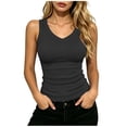thumbnail image 2 of Gamivast Ribbed Tank Top for Women V-Neck Sleeveless Slim Fit Summer Casual Basic Camisole Stretchy Layering Undershirt Everyday Workout Fitness Apparel Dark Gray S, 2 of 7