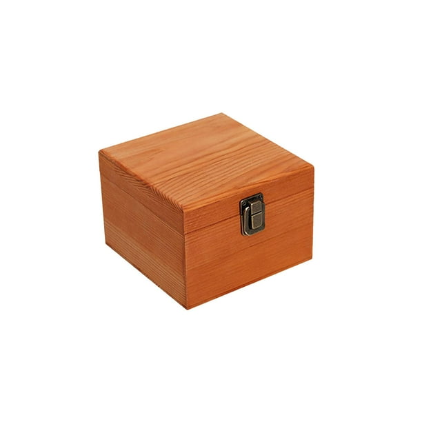 Caja de almacenamiento de madera, contenedor, caja de regalo sin terminar, cajas de madera decorativas, recuerdo marrón 14x14x10cm