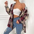 thumbnail image 5 of IROINNID Women's Shacket Jacket Long Sleeve Plaid Hoodie Outwear, Comfy Fall/Winter Single Breasted Cardigan Temperament Commuting Woolen Plaid Jacket, 5 of 7