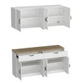 thumbnail image 4 of KULAGAGA Kitchen Cabinet with Wall Mounted Hutch, Sideboard Storage Cupboard with Drawers for Home, White, 4 of 7