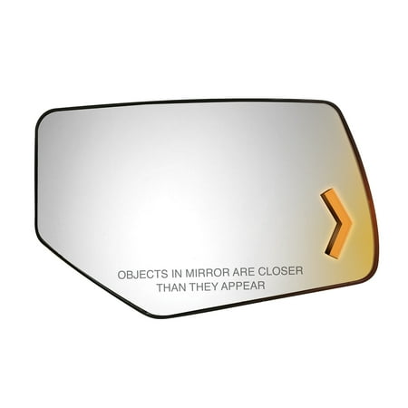 40284 - Fit System Passenger Side Heated Mirror Glass w/ backing plate, Chevrolet Suburban, Tahoe 15-18, GMC Yukon 15-18, Arrow Signal, 4 7/ 8" x 7 11/ 16" x 8 3/ 8" (w/ o Blind Spot)