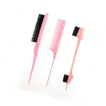 Vocoste Women Close Teeth Rat Tail Comb for Curly Straight Wavy Wet Thin Hair ABS Pink 3pcs