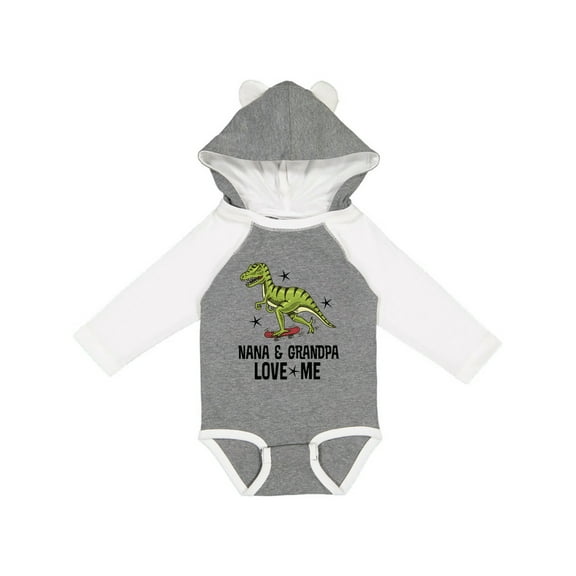 Inktastic Nana and Grandpa Love Me Dinosaur Grandson Boys Long Sleeve Baby Bodysuit