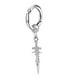 thumbnail image 4 of Pendientes de acero inoxidable,Pendientes colgantes largos estilo vintage,Hombres Mujeres Cross Huggie Hoop Stud,Clip de oreja Clip de oreja, 4 of 8