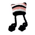 thumbnail image 3 of Gorro de punto Yinane con orejas de gato para mujer Rosa y negro, 3 of 5