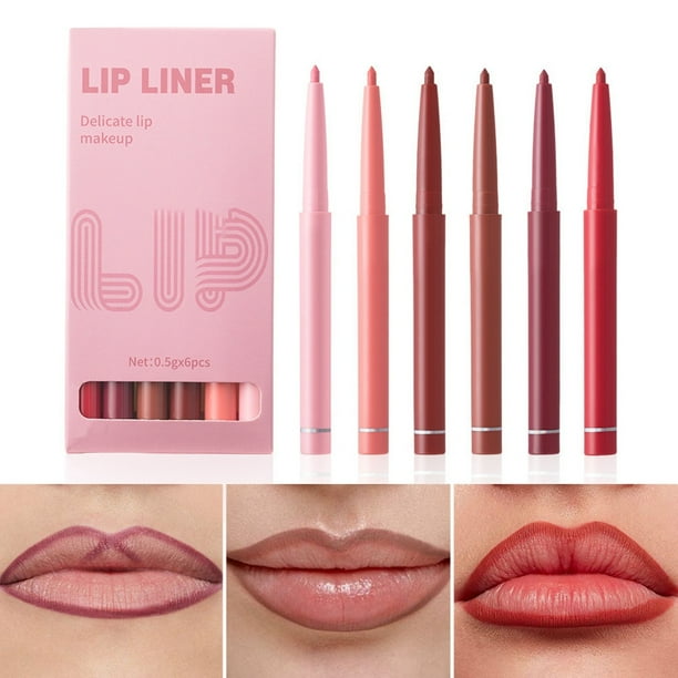 Set de 6 Lápices de Labios Nude, de Larga Duración, Fórmula Cremosa, Aplicación Precisa, para Todos los Tonos de Piel Maquillaje