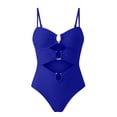 thumbnail image 5 of VISALY Cutout One Piece Swimsuit with Ring Linked Tummy Control Ruched Polka Dot Monokini Bathing Suit for Beach Vacation Slimming Swimwear One Piece Bathing Suits One Piece Beach Swimwear Blue Xxl, 5 of 5