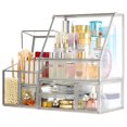thumbnail image 4 of Organizador de maquillaje Hersoo Glass Vanity, apilable, juego de 2 cajones, 4 of 6