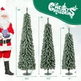 thumbnail image 4 of Topbuy 4' 5' 6' Artificial Christmas Tree Set of 3 Pencil Xmas Trees with Realistic Accumulated Snow Branch Tips LED Lights, 4 of 9