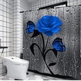 thumbnail image 2 of Blue Rose Shower Curtain Sets with Non-Slip Rugs, Toilet Lid Cover and Bath Mat, Nautical Ocean Shower Curtains with 12 Hook s, Durable Waterproof Bath Curtain (Blue Rose)…, 2 of 9