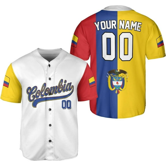 Personalized Colombia Baseball Jersey Colombian Flag Jersey Colombian Pride Jersey Colombia Shirt Men Women S-5XL (S)