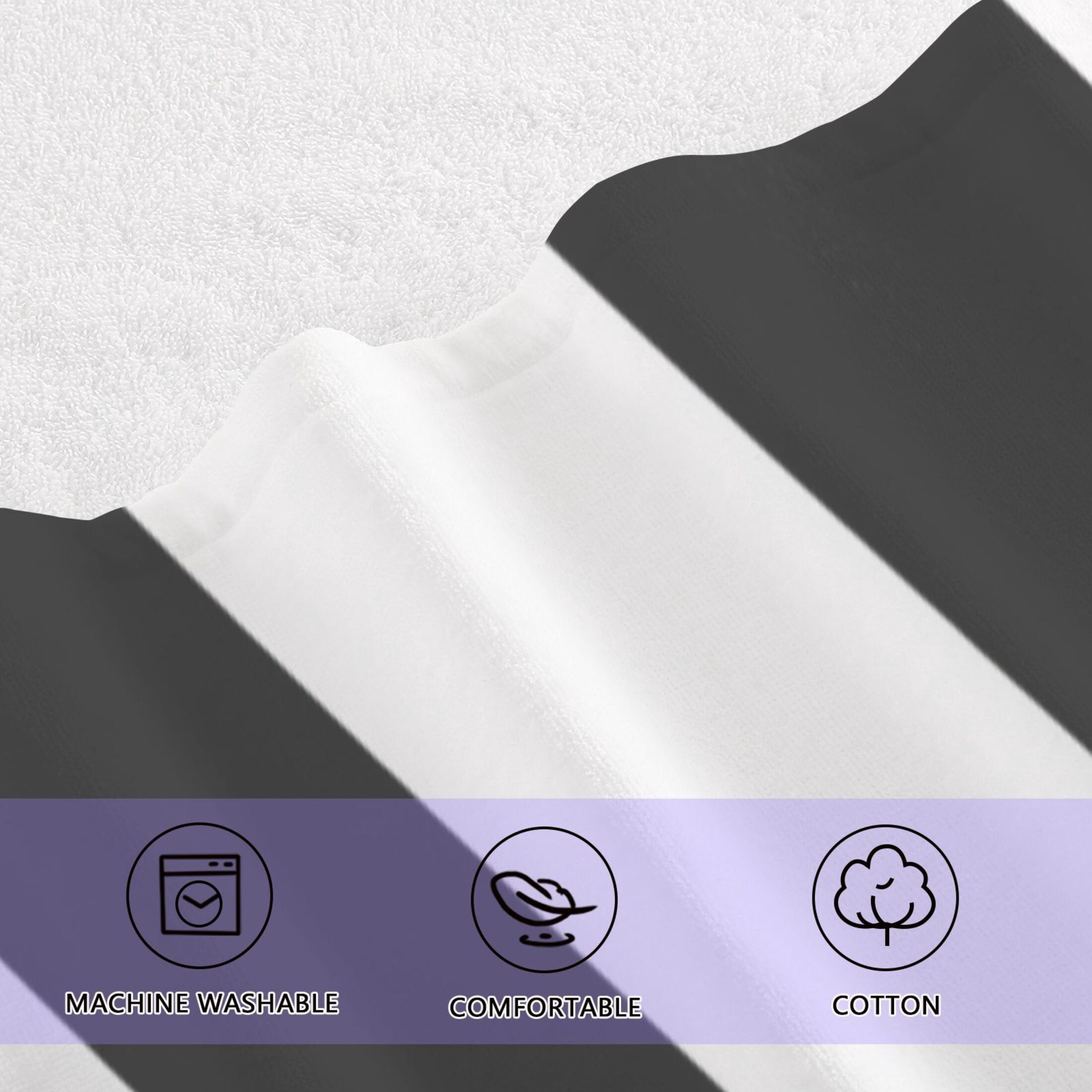 Black and White Stripes 2 Piece Cotton Bath and Face Towel Set Soft and Absorbent, for Beach Pool Bathroom