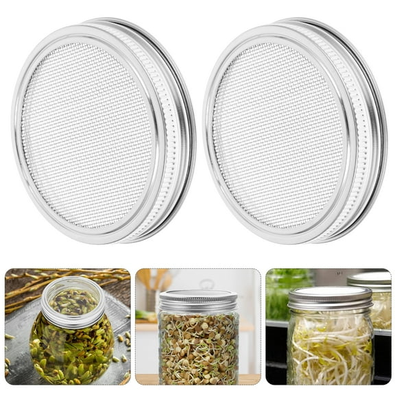 Sparsain 6 Pack 86mm Stainless Steel Sprouting Lids for Wide Mouth Jars for Making Organic Sprouts in Home and Kitchen