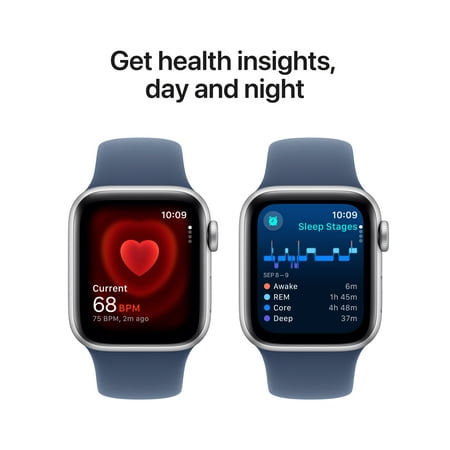 Apple Watch SE 2nd Generation (GPS+Cellular) 40mm Aluminum Case with Denim Sport Band - S/M - Silver - (2024)
