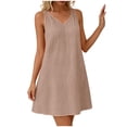 thumbnail image 4 of Zynoxe Mini Dresses for Women Summer V-neck Sleeveless Hollow Out Strap Sundress Casual Ventilate Peasant Gauze Lounge Beach Dresses Pink S, 4 of 9