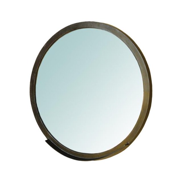 Benzara BM230219 Miroir en Métal de Forme Ronde avec Corniche&44; Bronze Antique