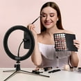 thumbnail image 4 of TECELKS 10" LED Ring Light with Tripod Stand, Phone Holder, Wireless Shutter, Dimmable Desktop Light, 4 of 8