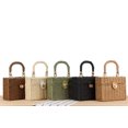 thumbnail image 2 of Granjero Gordo Bolso de mano tejido y bolsas de cosméticos, bolso de mano tejido elegante de playa de verano, bolso de hombro de 7,48 x 3,14 x 5,9 pulgadas (blanco), 2 of 5