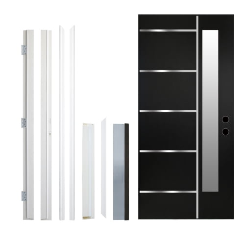 Black 36″x80″ Textured Fiberglass Entry Door – Double-sided Frosted Glass, Left Hand Inswing